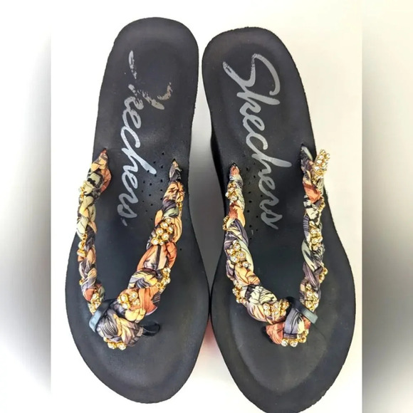 Skechers Platform Braided Sandals - 8 - Picture 1 of 8